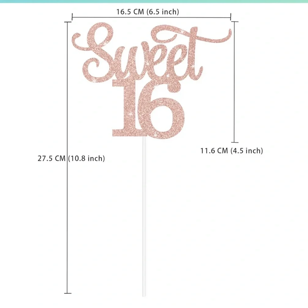 Triplets Happy 16th Birthday Rose Gold Party Tiara & Sash Cake Display Set